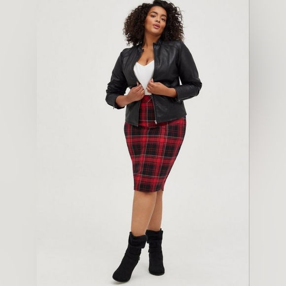 Pointe Plaid Pencil Skirt Midi Studio Luxe - Picture 2 of 6